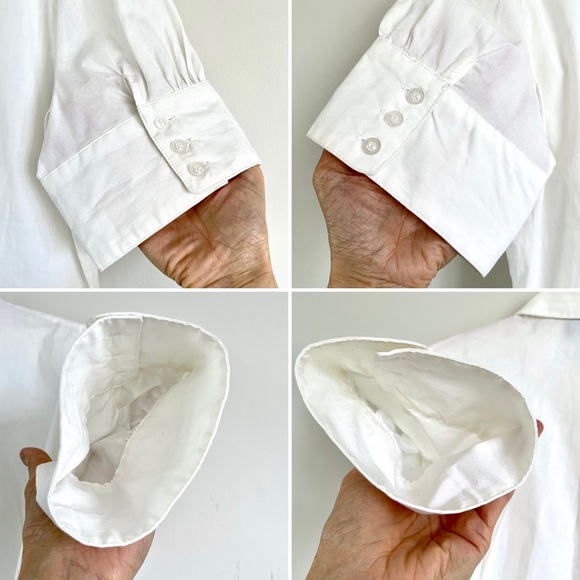 Fire Los Angeles White Short Puffy Sleeves Button Down Shirt with Ruffles - Picture 7 of 16